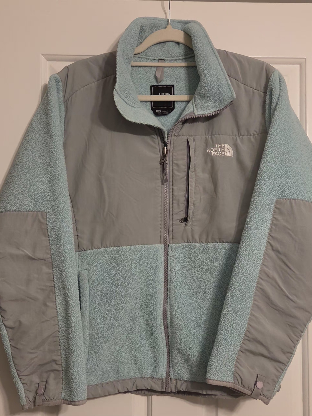 The North Face Denali Fleece Jacket Women's Large Mint Blue Grey Polartec